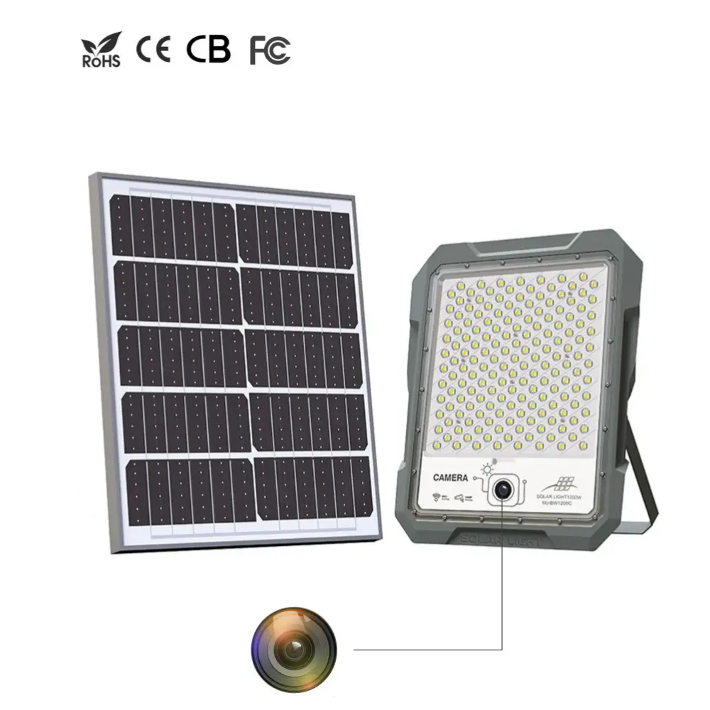 Lampu sorot LED bertenaga surya dengan kamera wifi pintar